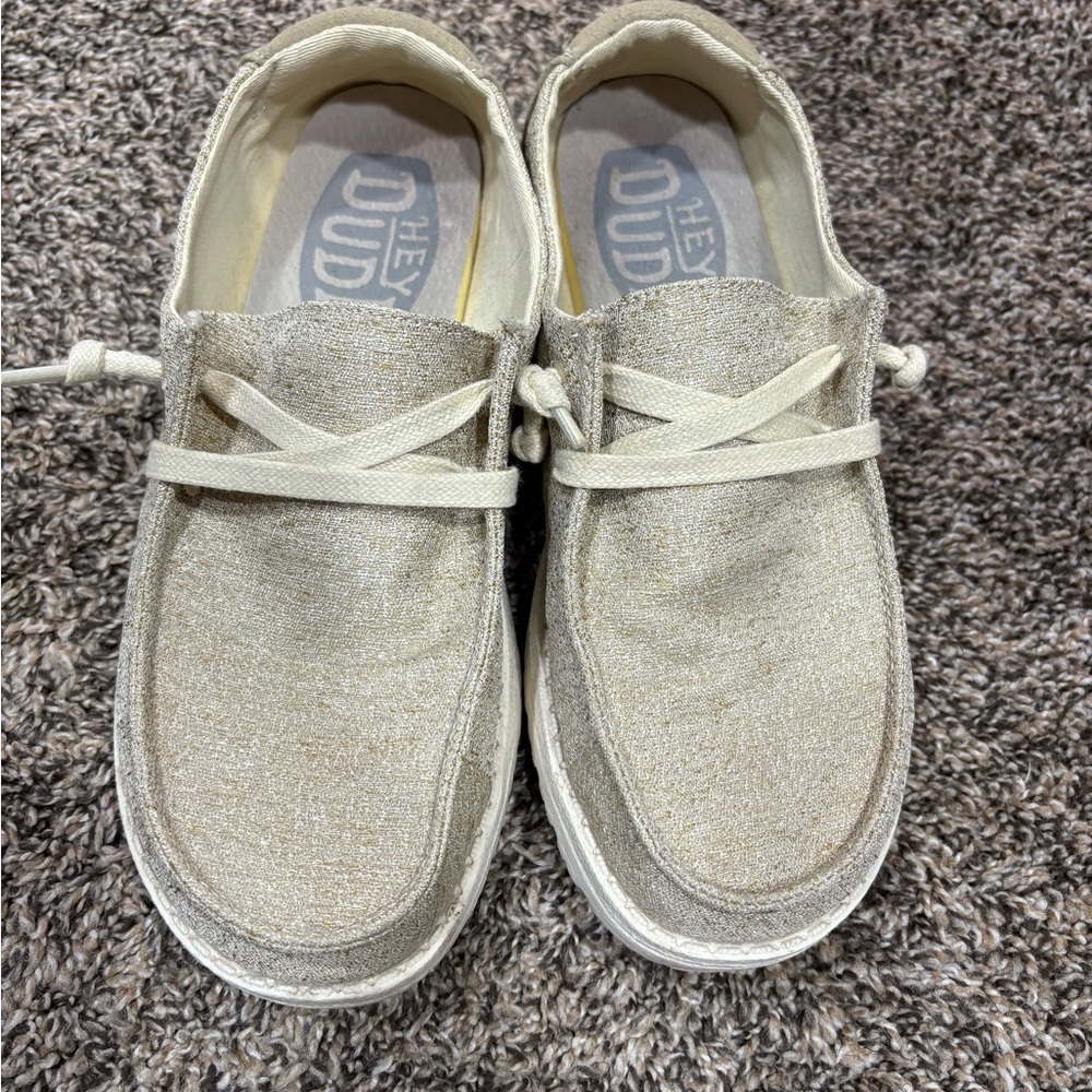 Hey Dude Wendy sparkling Gold Loafers
